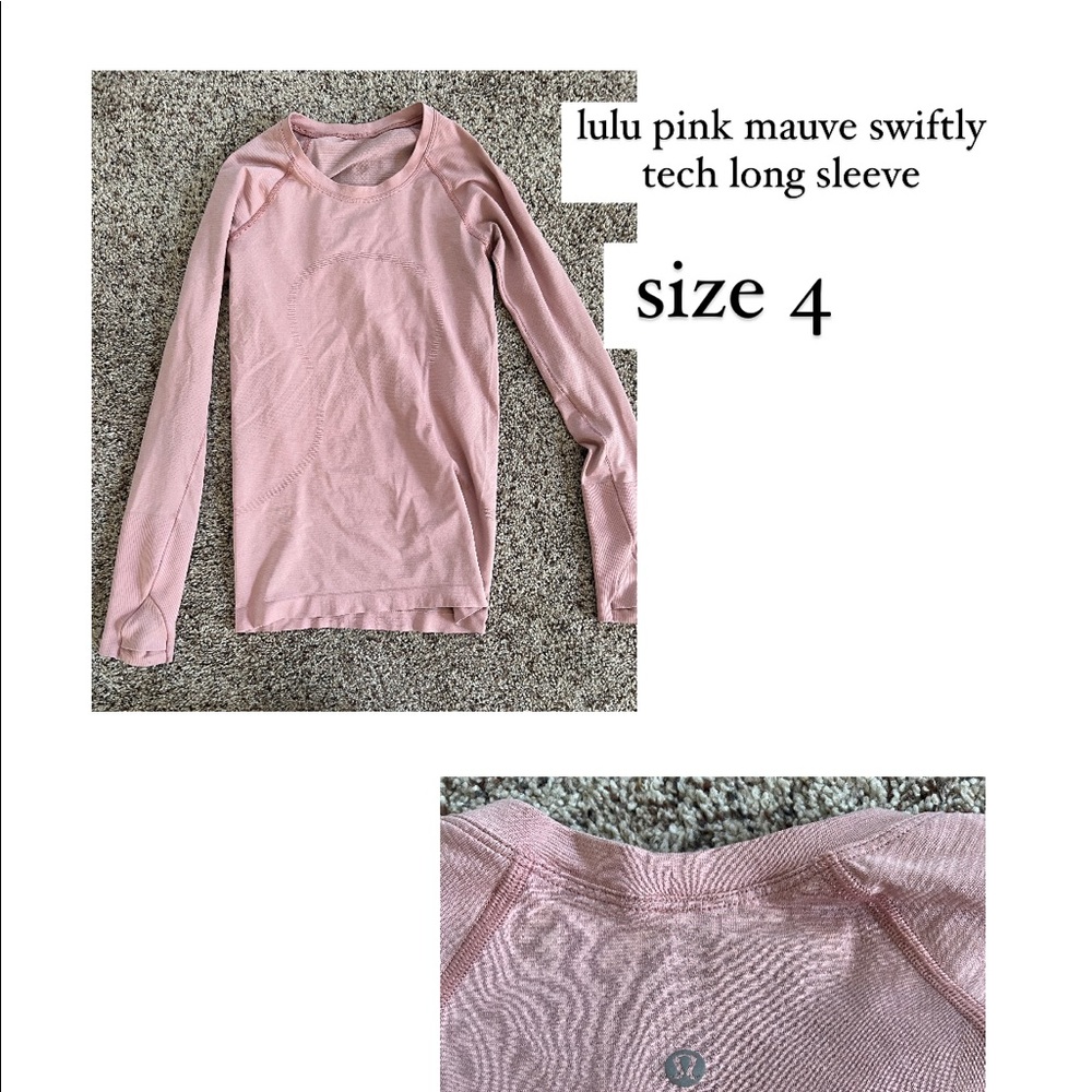 mauve lululemon swiftly tech long sleeve size 4